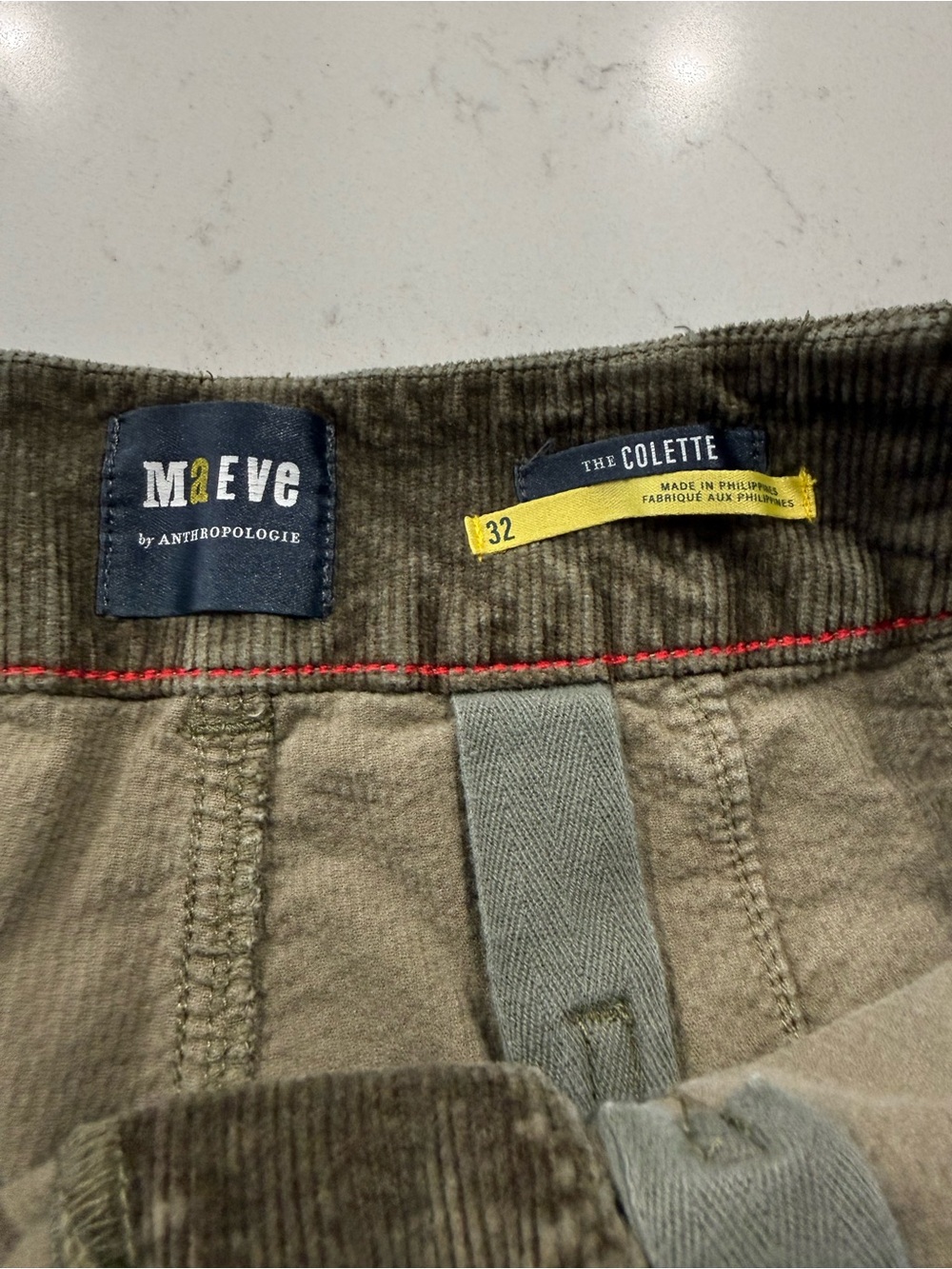 Maeve x Anthropologie Wide Leg Corduroy Pants in Olive Green. Size 32 - Picture 9 of 13